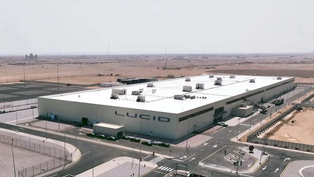 Lucid Motors' AMP-2 facility in Saudi Arabia representing the company's first international manufacturing location